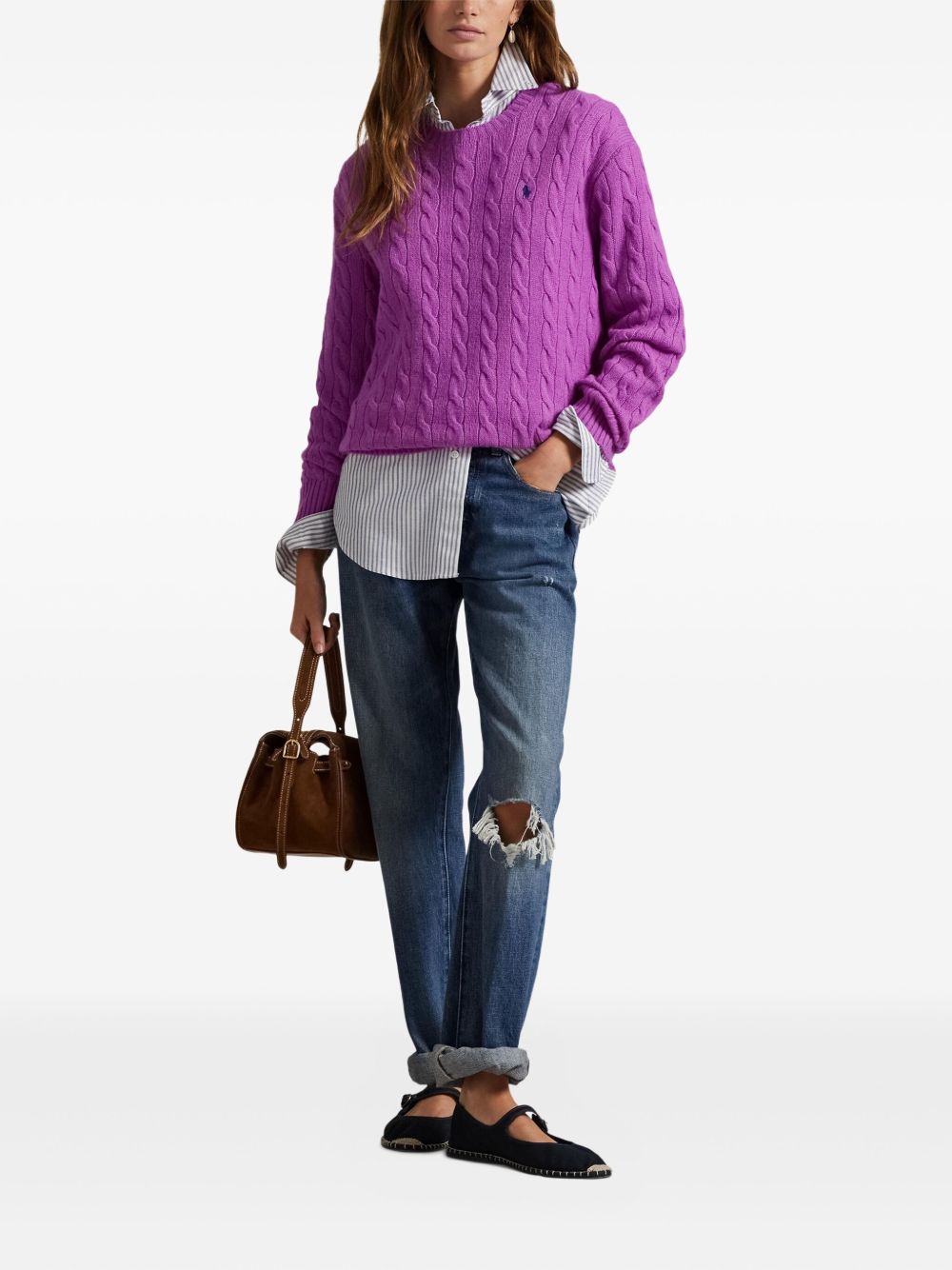 RALPH LAUREN Cable-Knit Crewneck Sweater for Women