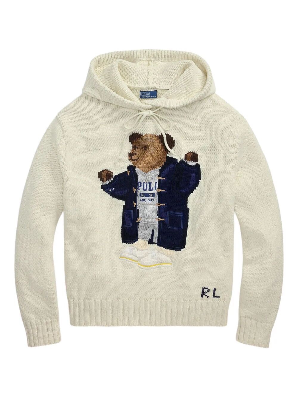 POLO RALPH LAUREN Knit Hoodie with Iconic Bear Design