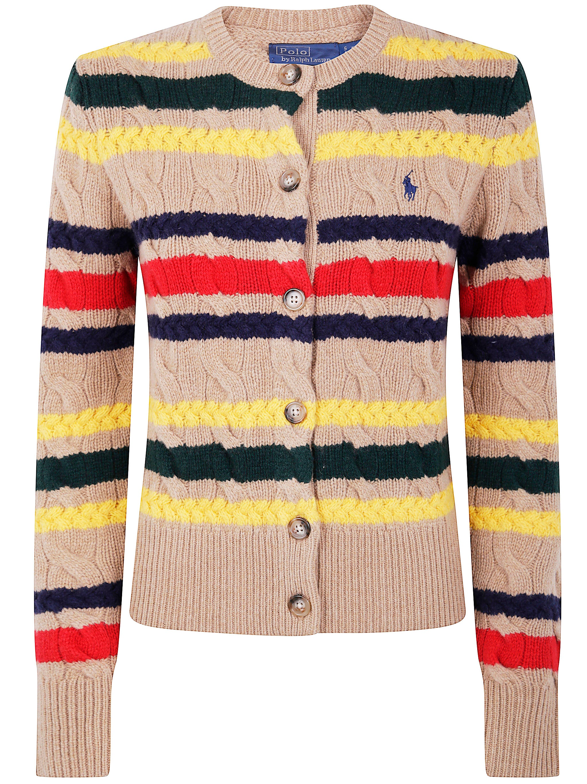 POLO RALPH LAUREN Women's Cable-Knit Striped-Pattern Cardigan