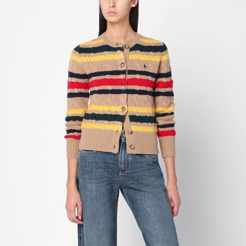 POLO RALPH LAUREN Cable-Knit Striped Cardigan for Women - FW25