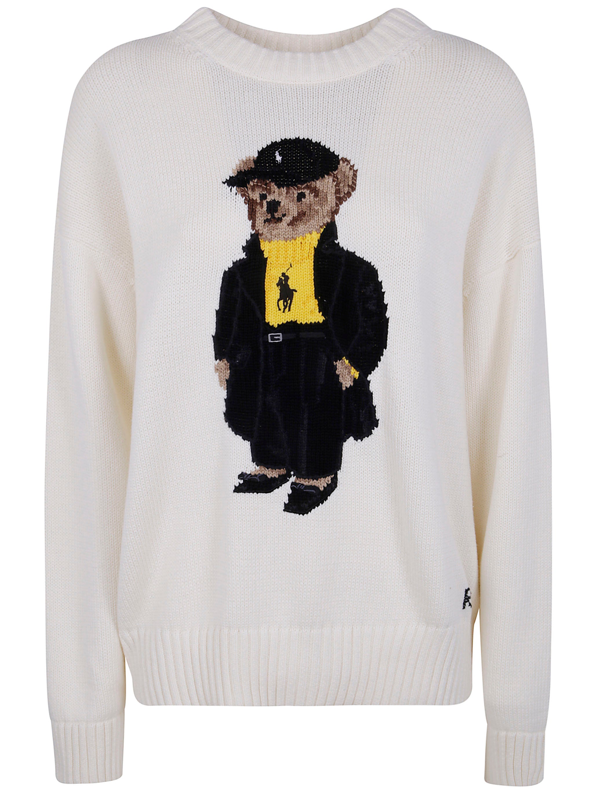POLO RALPH LAUREN Holiday 2025 Round Neck Sweater with Bear Design for Women