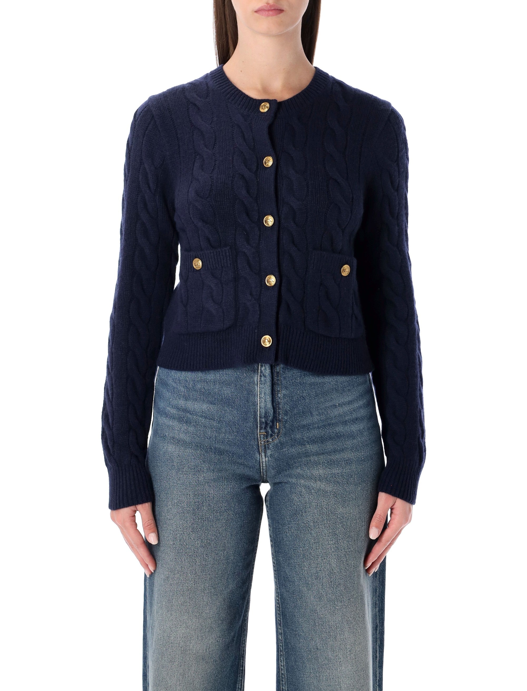 POLO RALPH LAUREN Luxurious Wool and Cashmere Cropped Cardigan