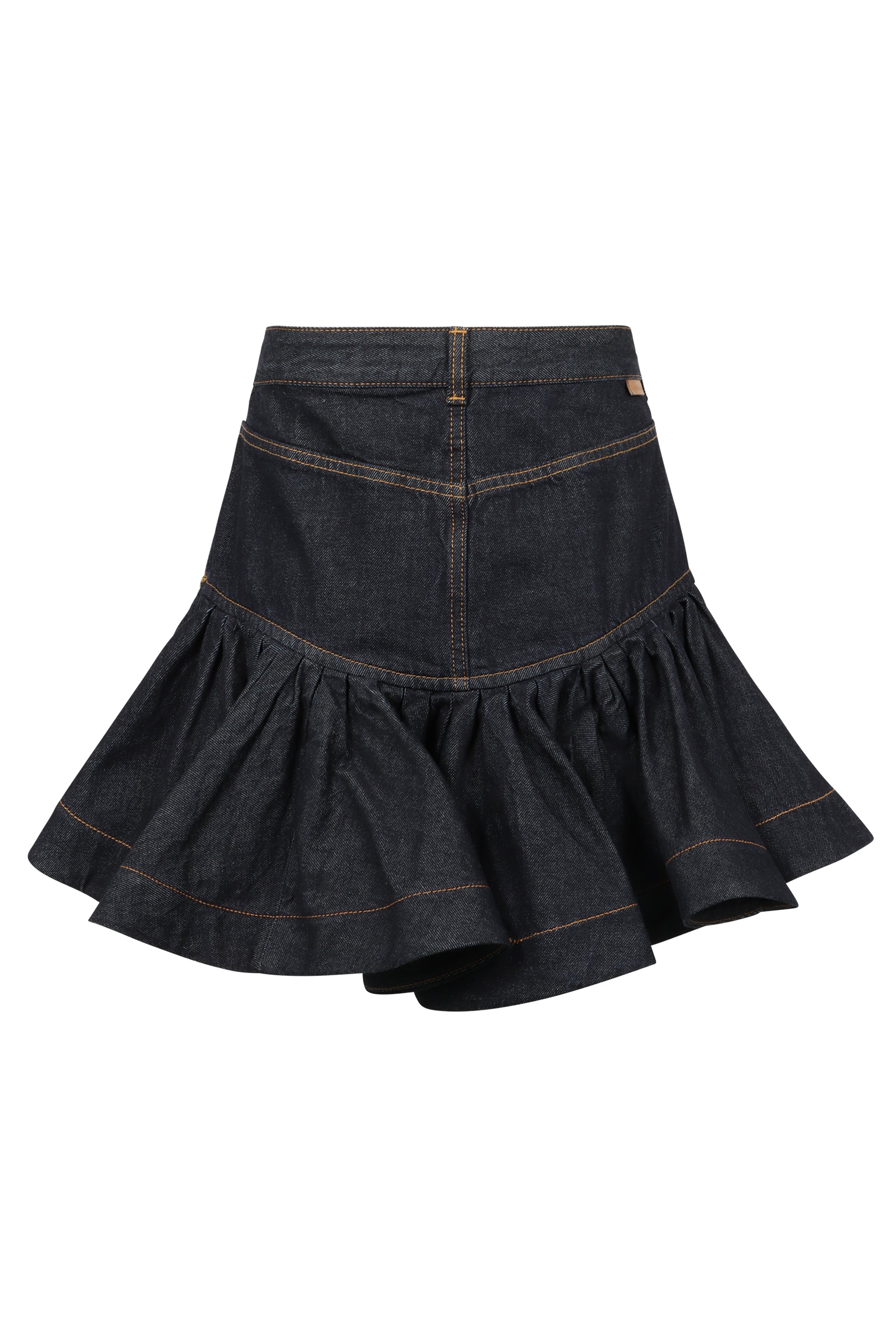 ZIMMERMANN Women's Denim Mini Skirt with Ruffle Detail