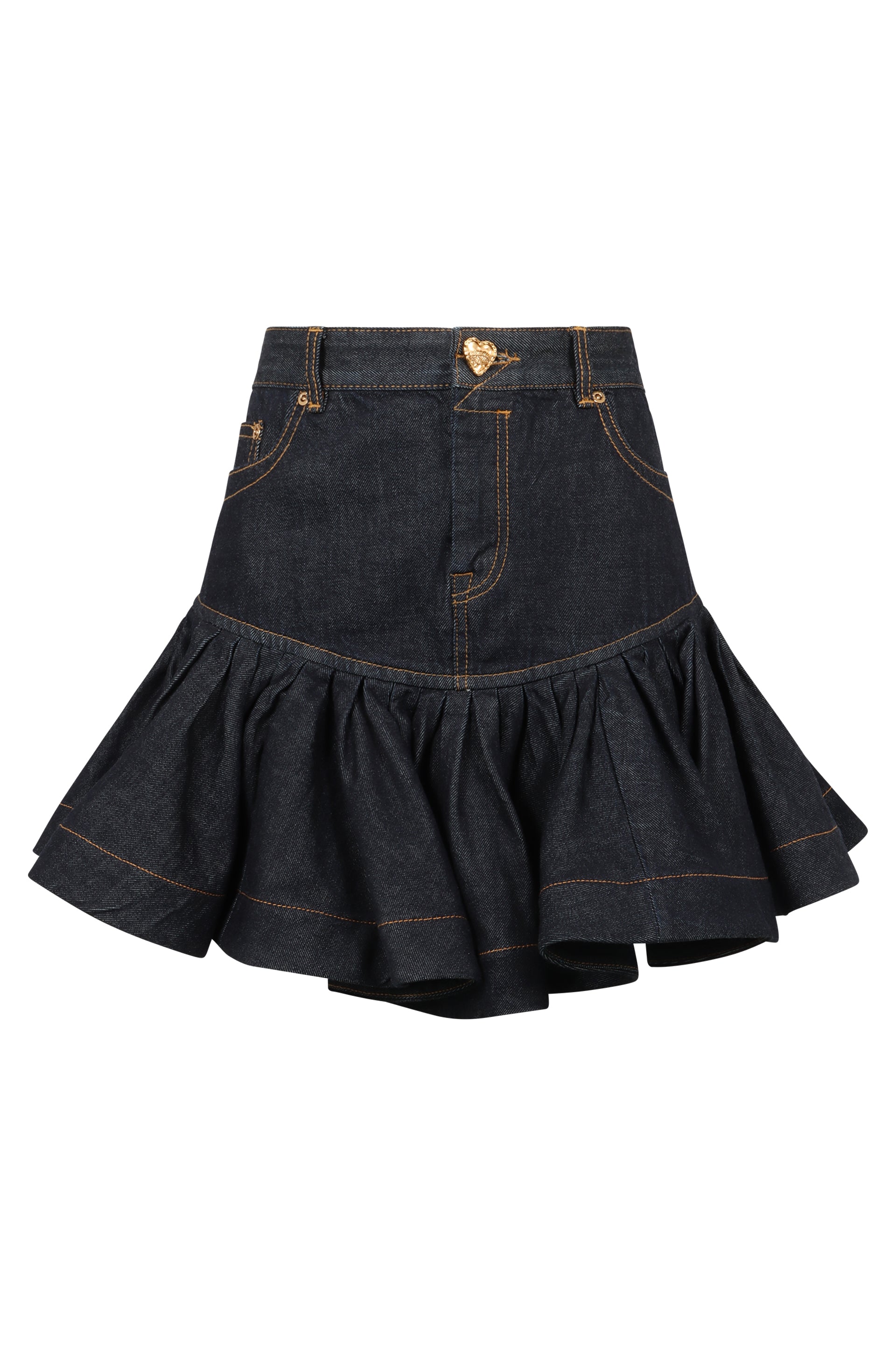 ZIMMERMANN Women's Denim Mini Skirt with Ruffle Detail