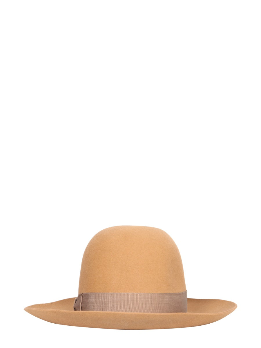 BORSALINO Wide Brim Leather Hat
