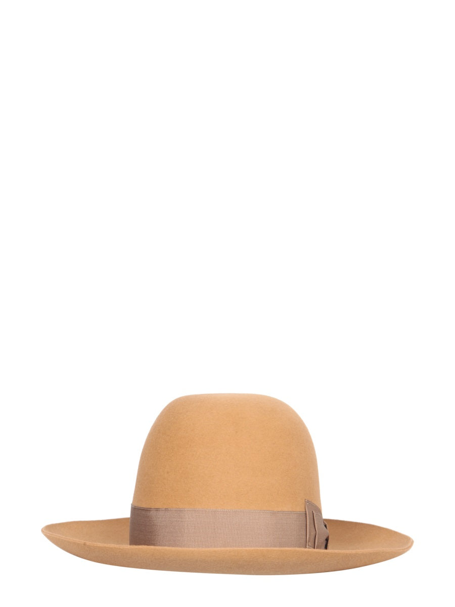 BORSALINO Wide Brim Leather Hat