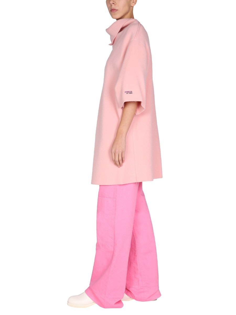 RAF SIMONS Wool Blend Draped Neck Mini Dress for Women