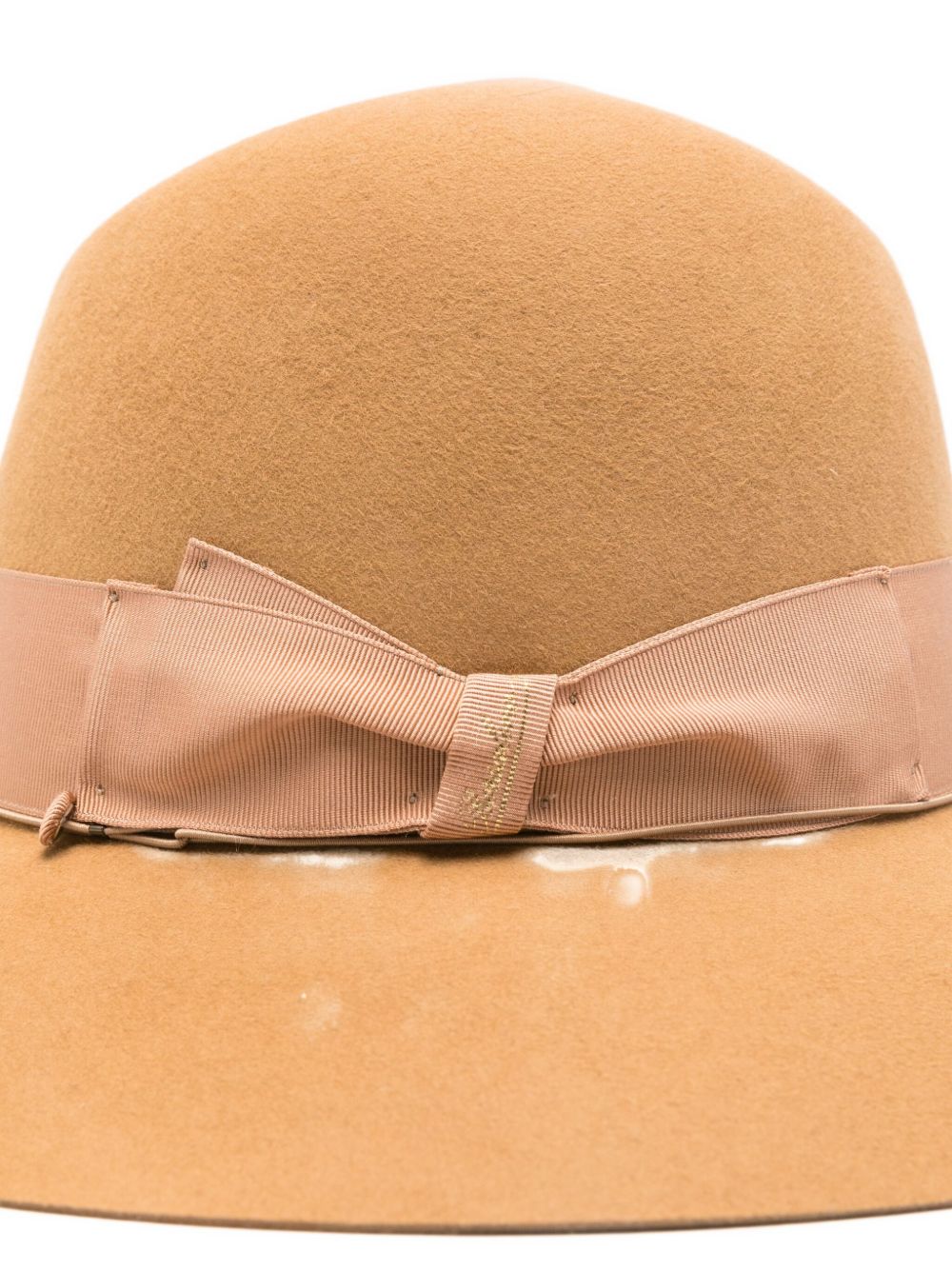 BORSALINO Wide Brim Wool Hat with Grosgrain Ribbon Bow