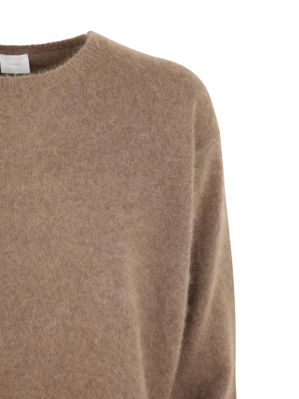 CT PLAGE Crew Neck Sweater with Side Slits