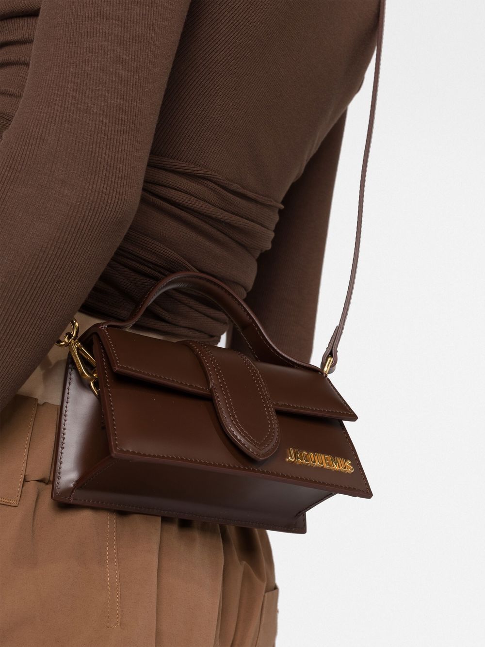 JACQUEMUS Mini Leather Handbag with Foldover Top