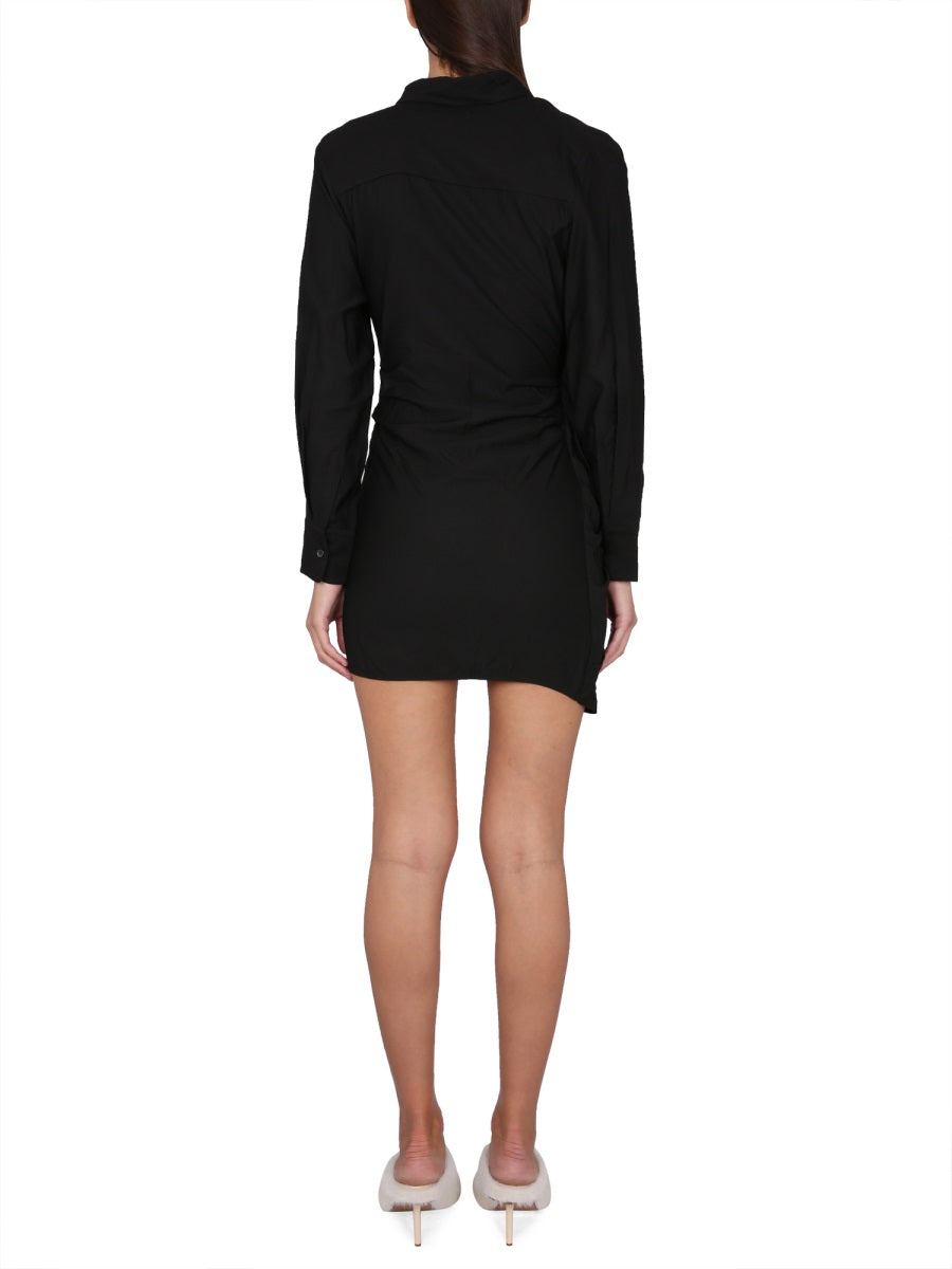 JACQUEMUS Pointed Collar V-Neck Mini Dress
