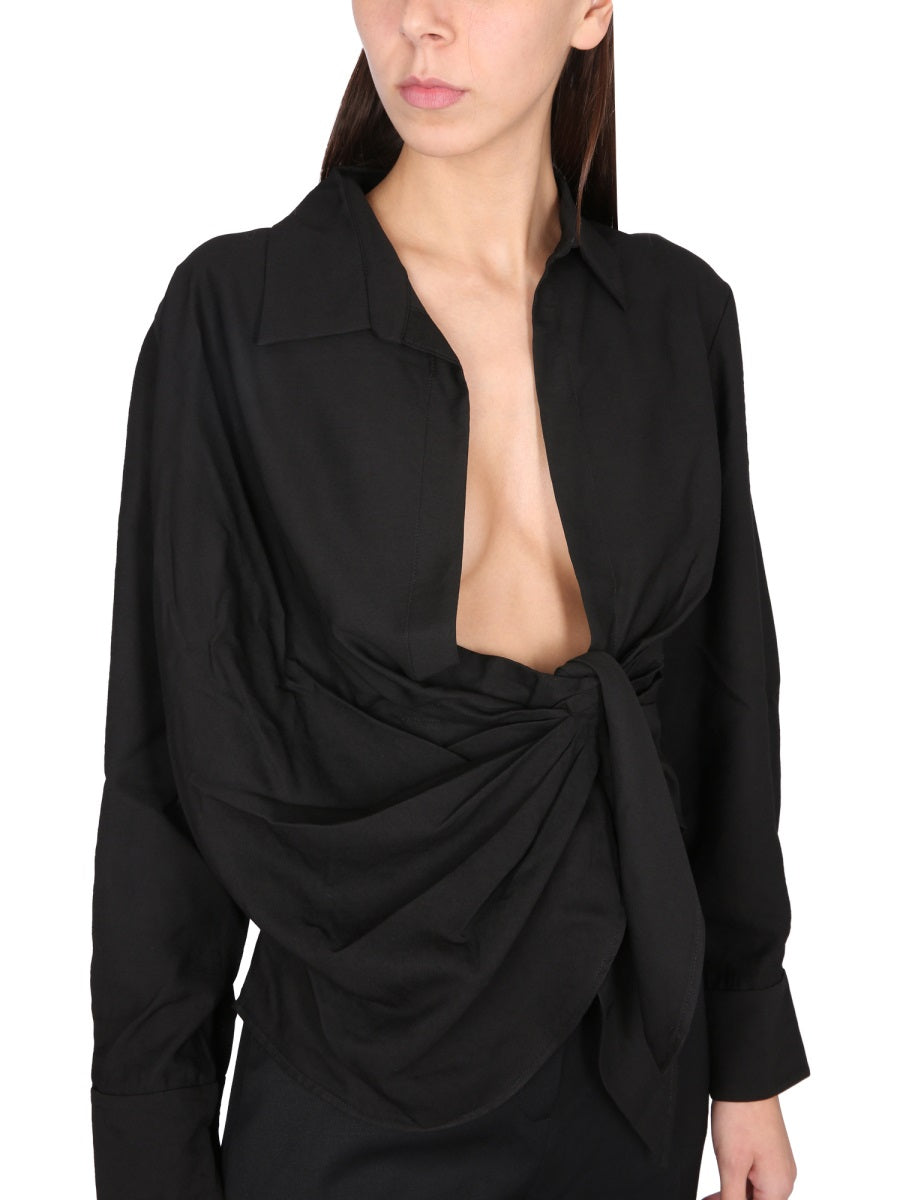 JACQUEMUS Elegant Bahia Shirt with Draped Knot Detail for Women