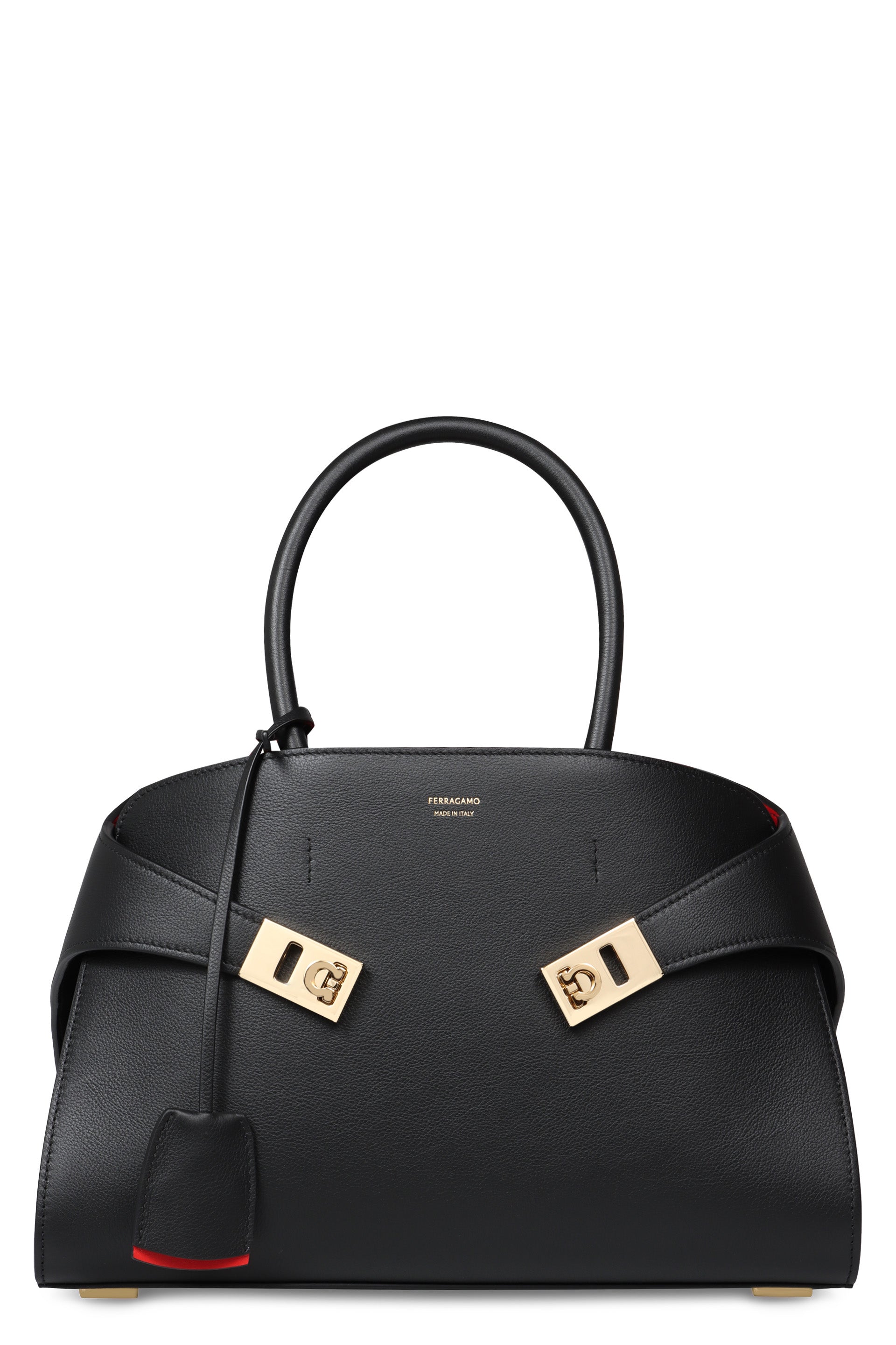 Ferragamo Pebbled Leather Handbag with Charm - 31.5 cm