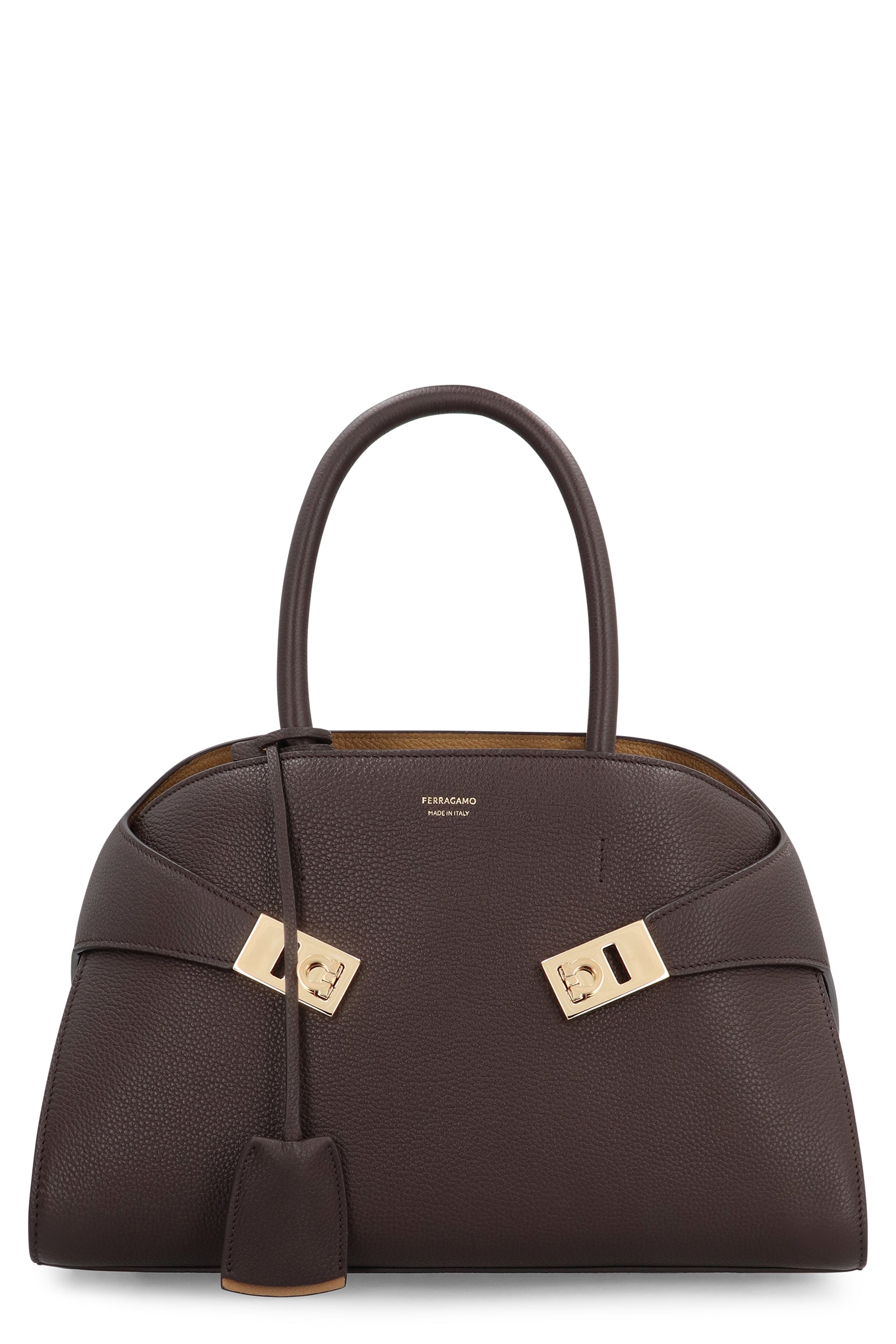 Ferragamo Leather Handbag with Logo Charm - 31.5 cm