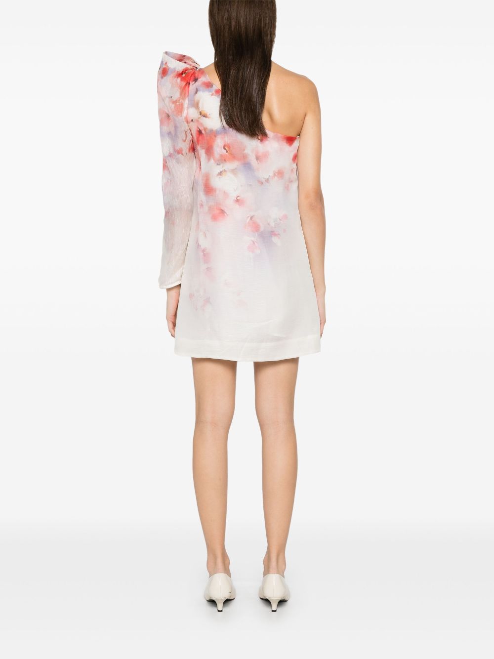 ZIMMERMANN Asymmetric Mini Crush Dress with Floral Print