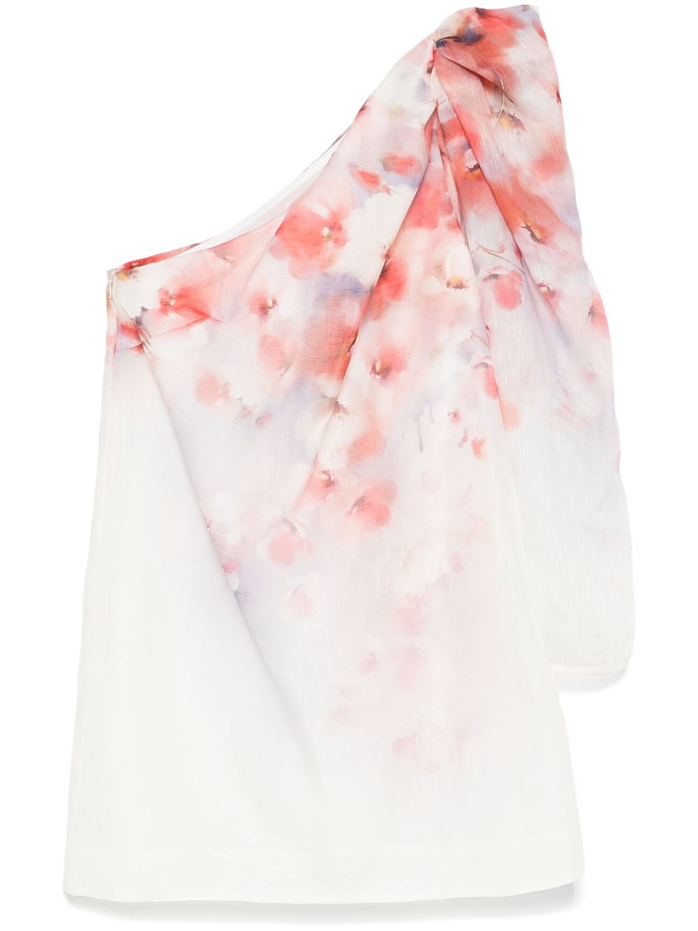 ZIMMERMANN Asymmetric Mini Crush Dress with Floral Print