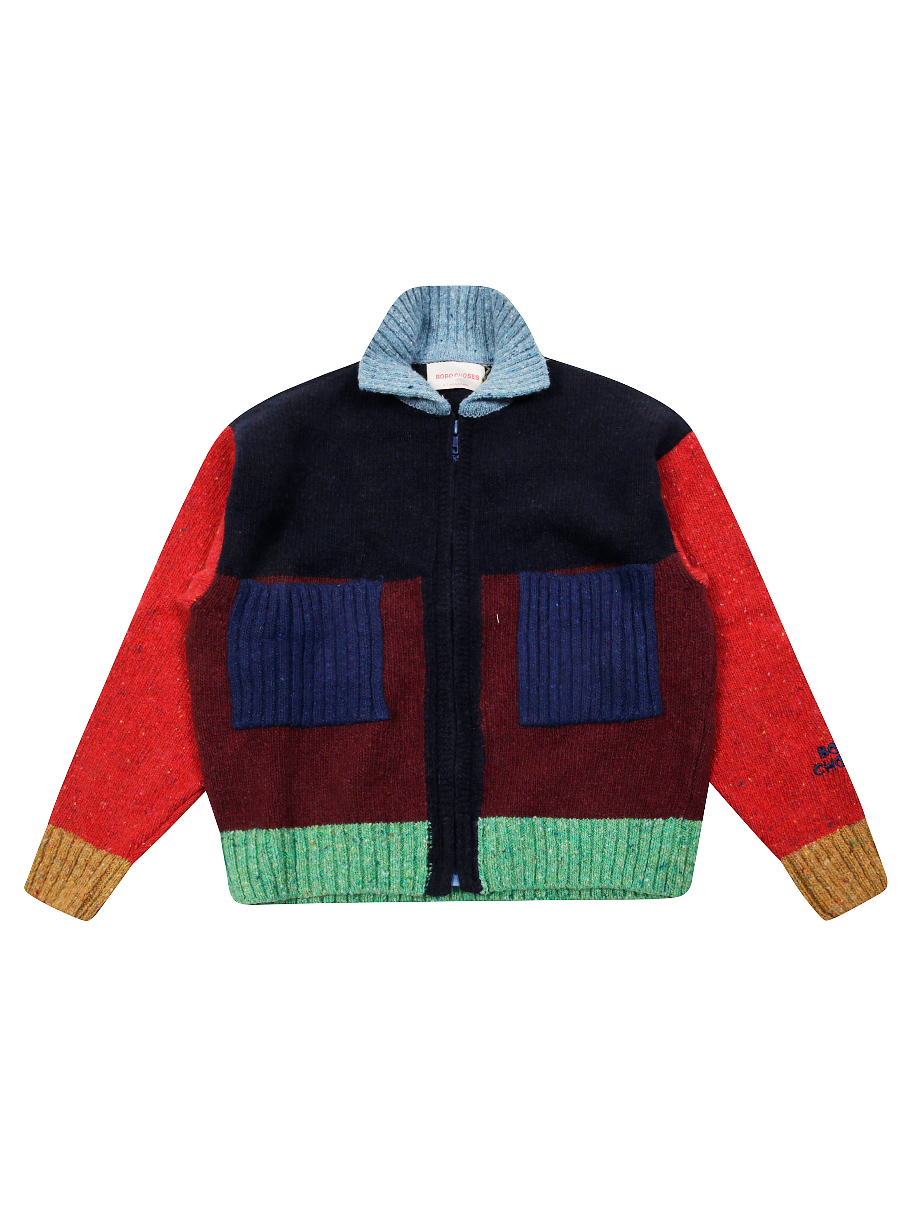 BOBO CHOSES Mini Color Block Zip Cardigan