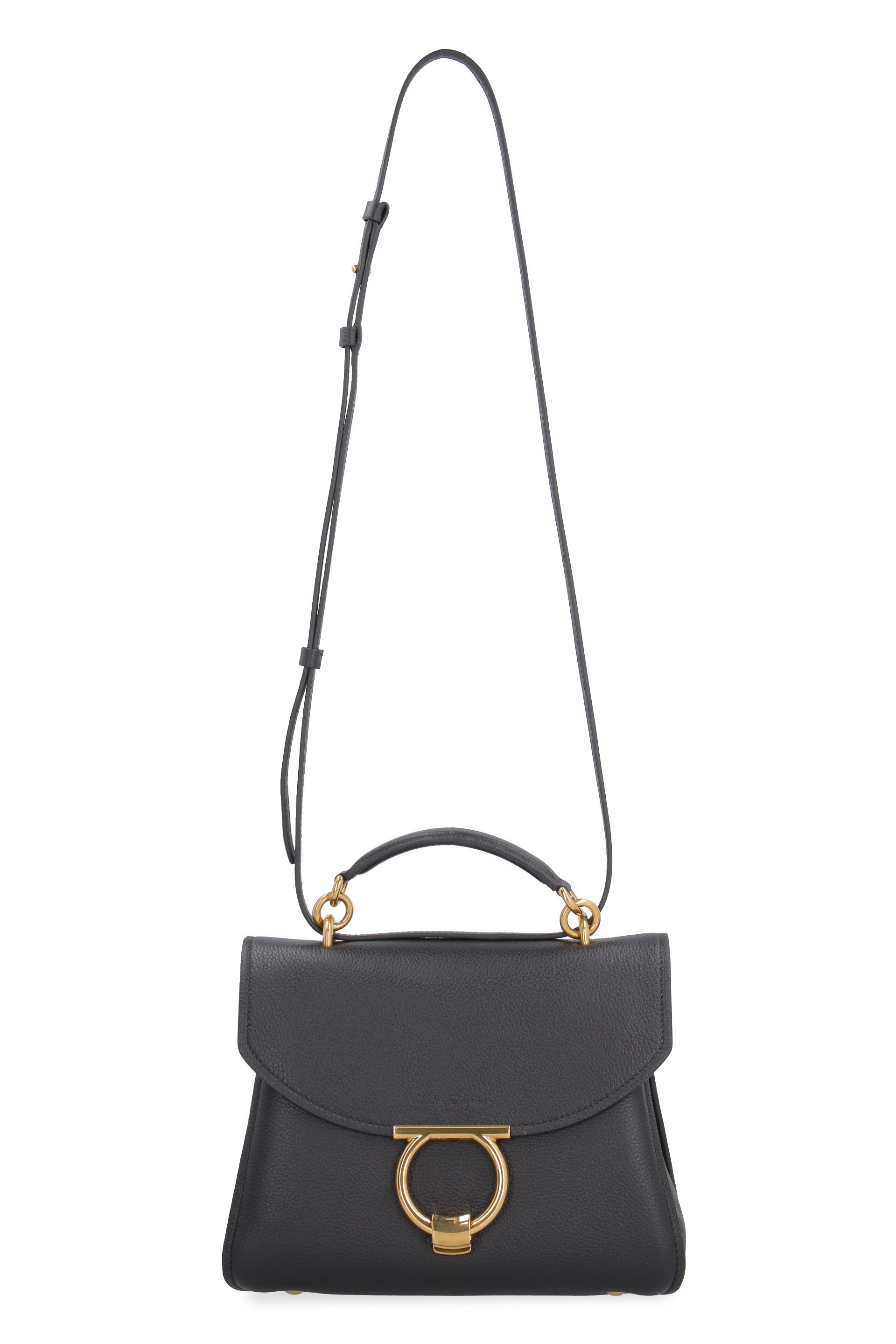 Ferragamo Pebbled Leather Handbag with Interlocking Closure - 27 CM