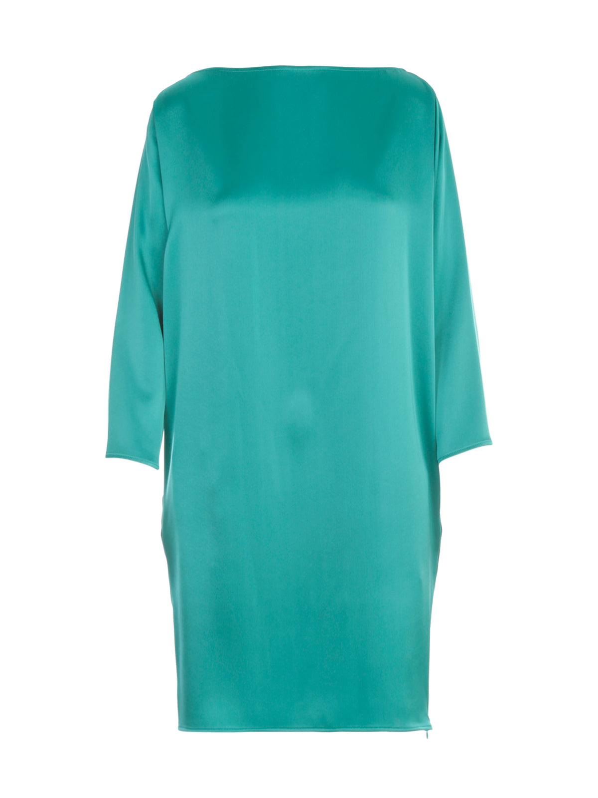 GIANLUCA CAPANNOLO Satin Boat Neck Long Sleeve Mini Dress