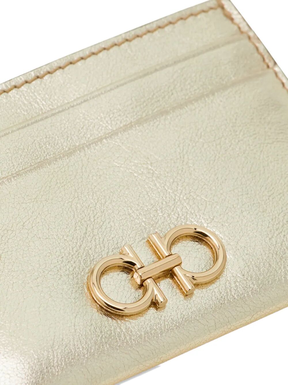 Ferragamo Mini Laminated Leather Gancini Hook Card Holder - SS26