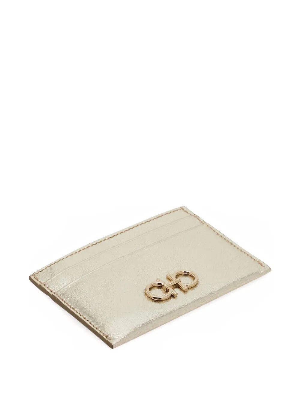 Ferragamo Mini Laminated Leather Gancini Hook Card Holder - SS26