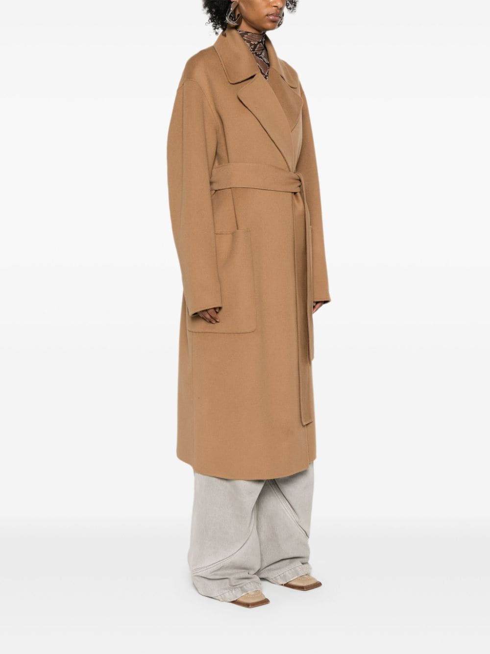 MAX MARA SPORTMAX Wool Long Jacket with Notched Collar for Women