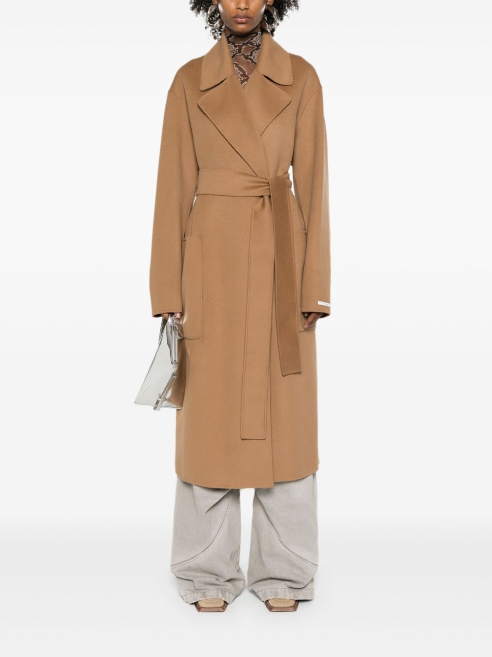 MAX MARA SPORTMAX Wool Long Jacket with Notched Collar for Women