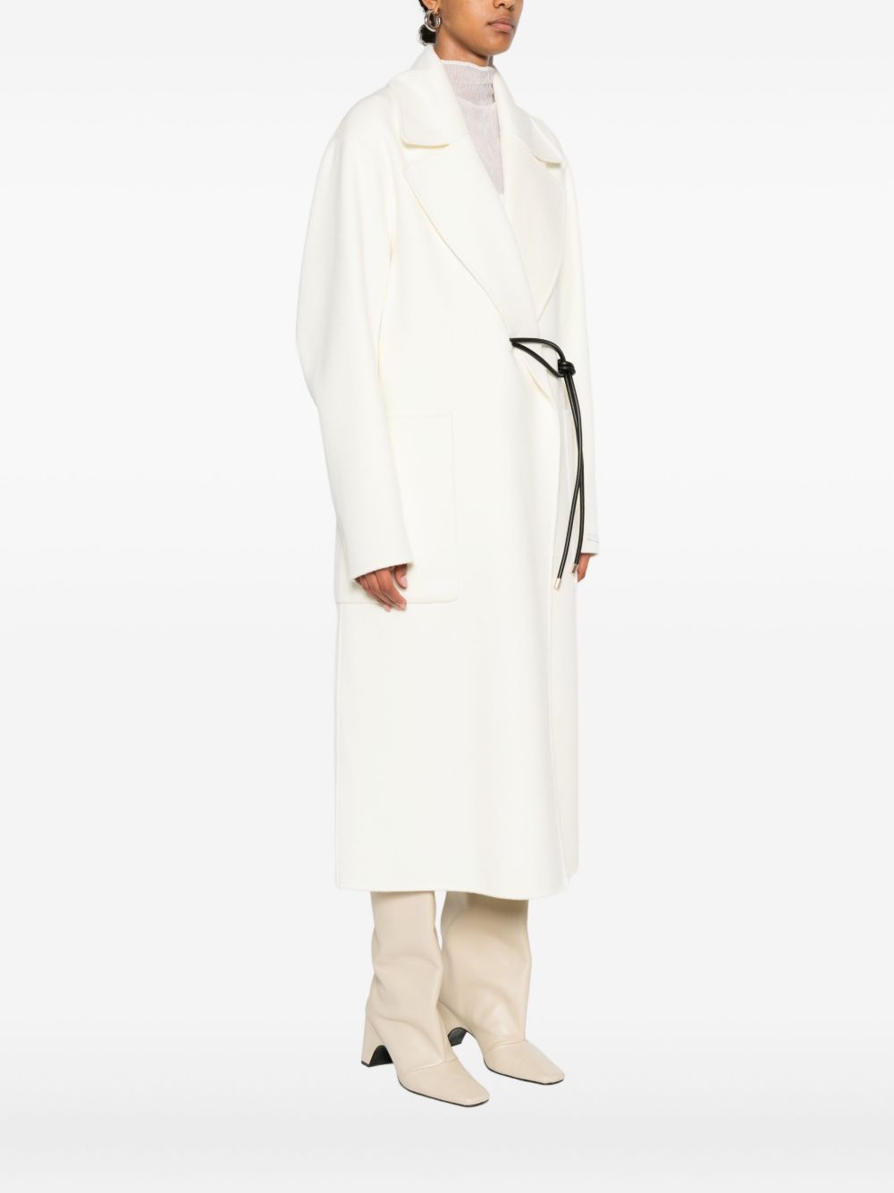 MAX MARA SPORTMAX Wool Long Jacket with Knotted Tie Fastening