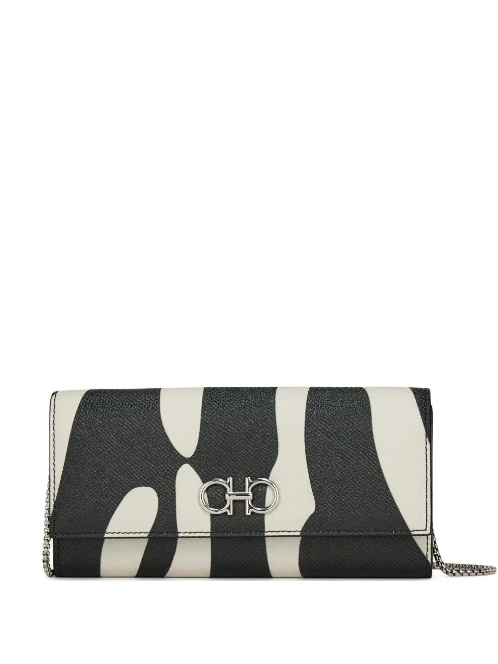 Ferragamo Mini Zebra-Print Leather Wallet on Chain - 19 x 10.5 x 3.5 CM