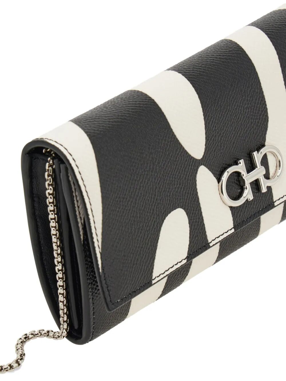 Ferragamo Mini Zebra-Print Leather Wallet on Chain - 19 x 10.5 x 3.5 CM