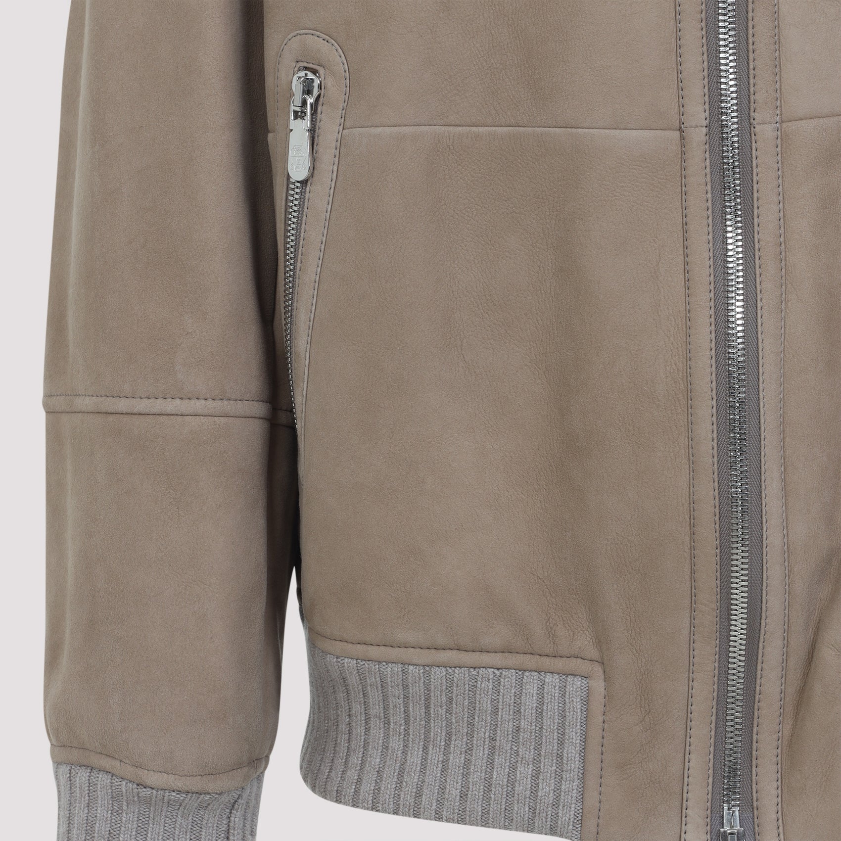 BRUNELLO CUCINELLI Men's Shearling Collar Leather Jacket