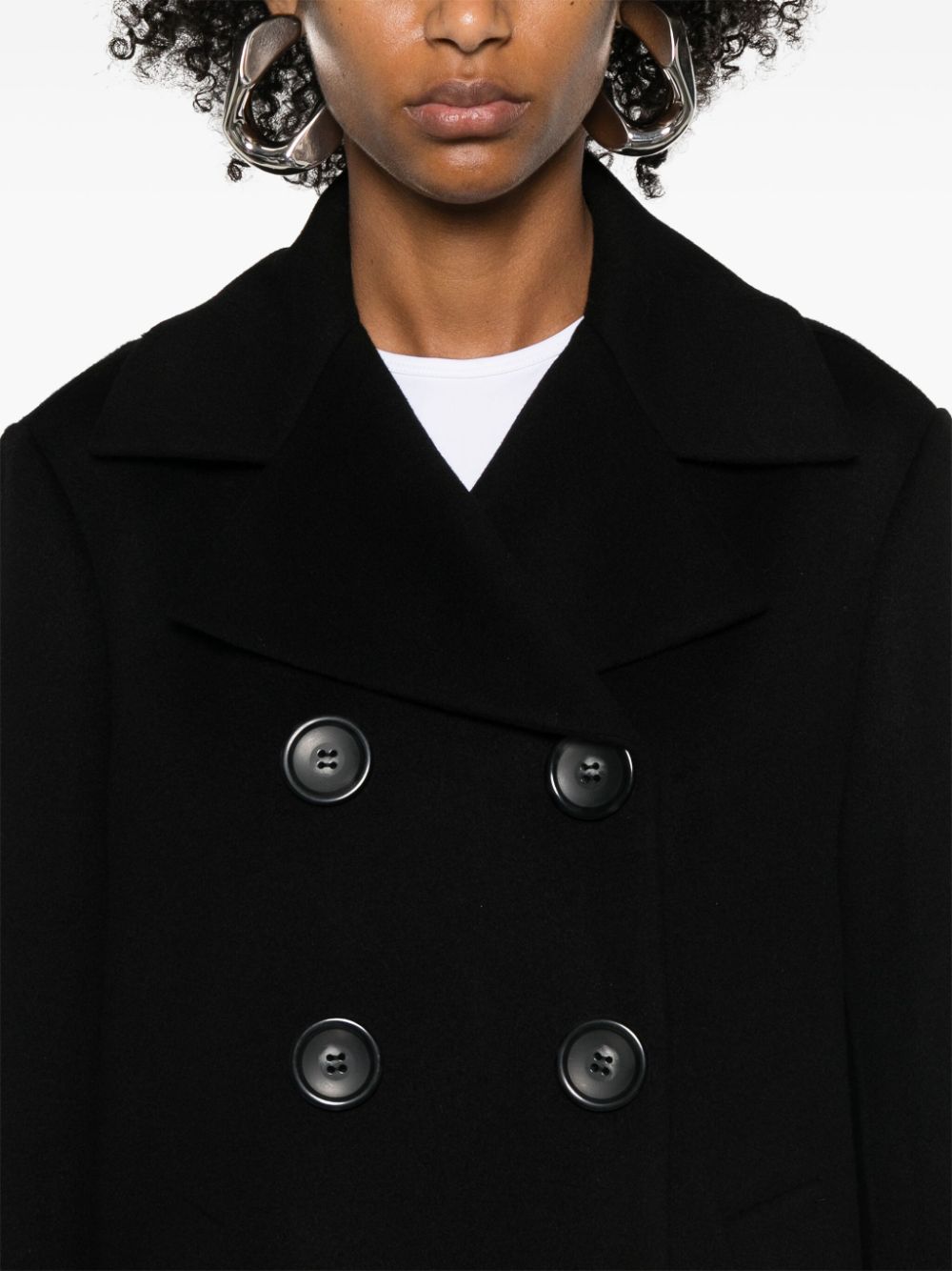 MAX MARA SPORTMAX Wool Notched Collar Double-Breasted Jacket for Women
