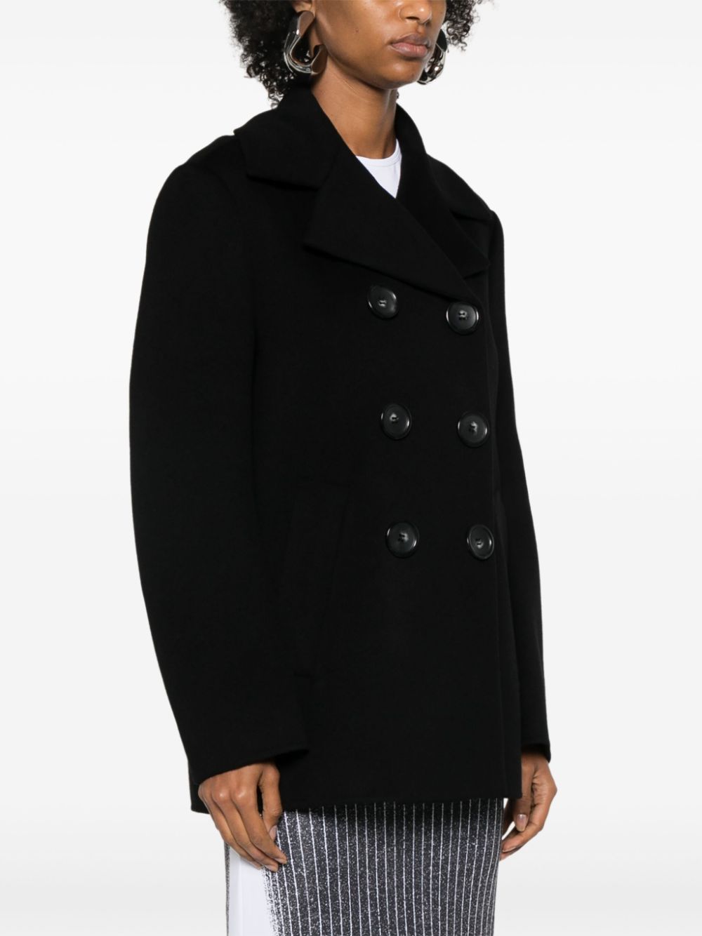 MAX MARA SPORTMAX Wool Notched Collar Double-Breasted Jacket for Women