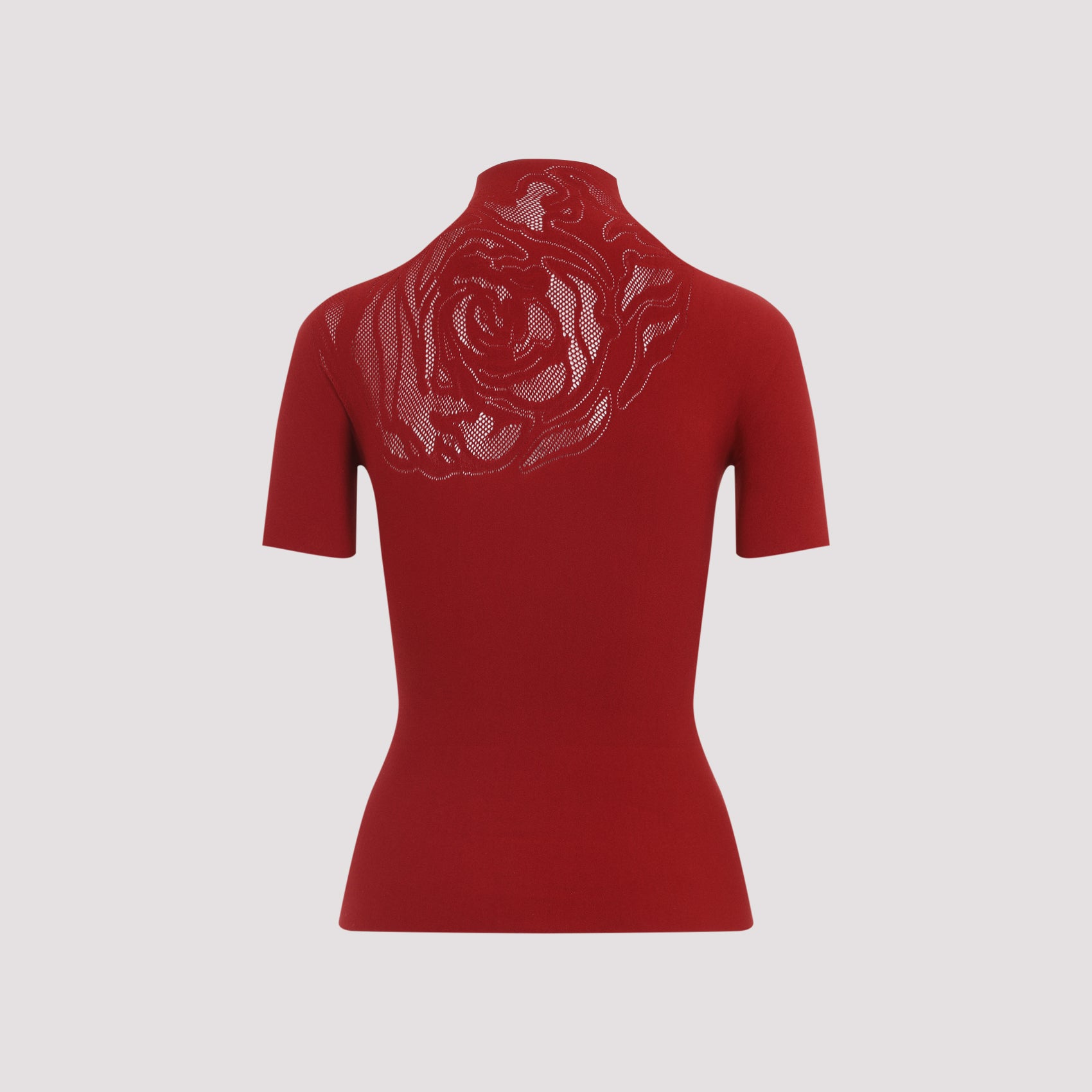 WOLFORD Short Sleeves Rose Net Top
