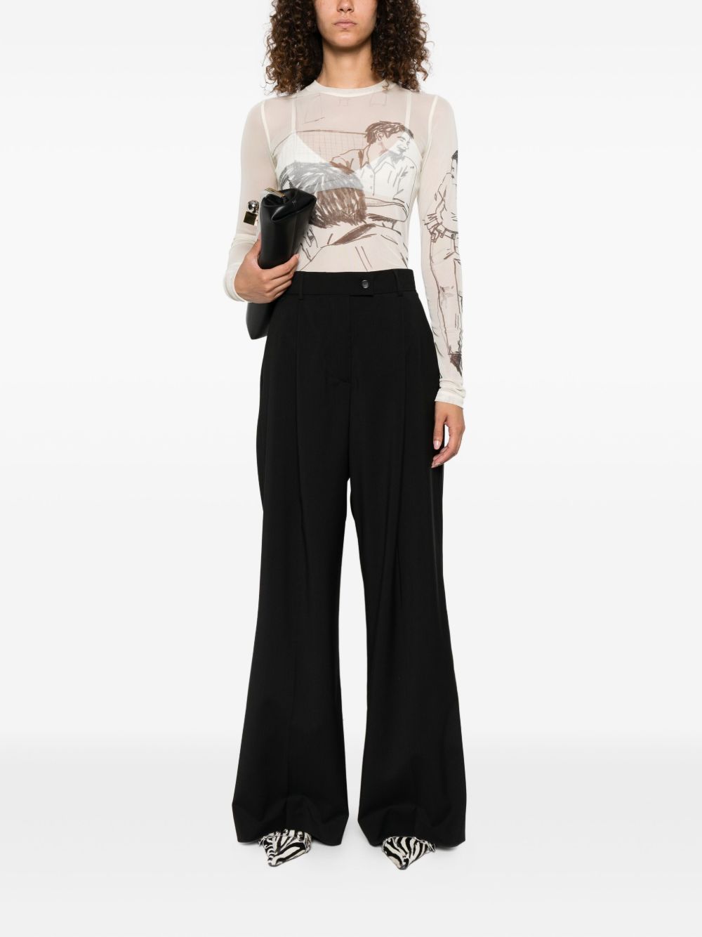 MAX MARA SPORTMAX Wide Leg High Waist Wool Trousers for Women