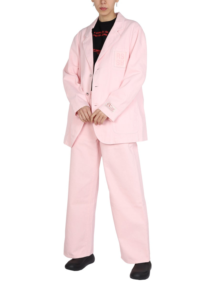 RAF SIMONS Logo Patch Jacket with Notched Lapels - Women's Outerwear