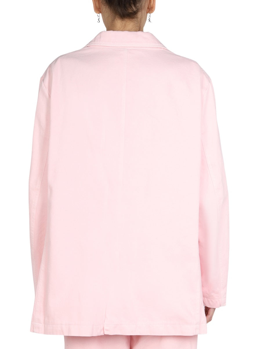 RAF SIMONS Logo Patch Jacket with Notched Lapels - Women's Outerwear