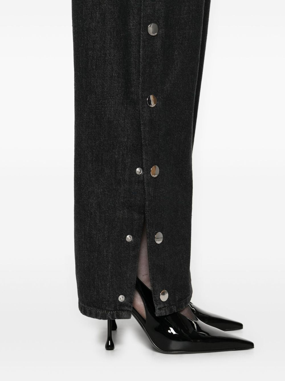 MAX MARA SPORTMAX Cotton Denim Jeans with Side Button Embellishment