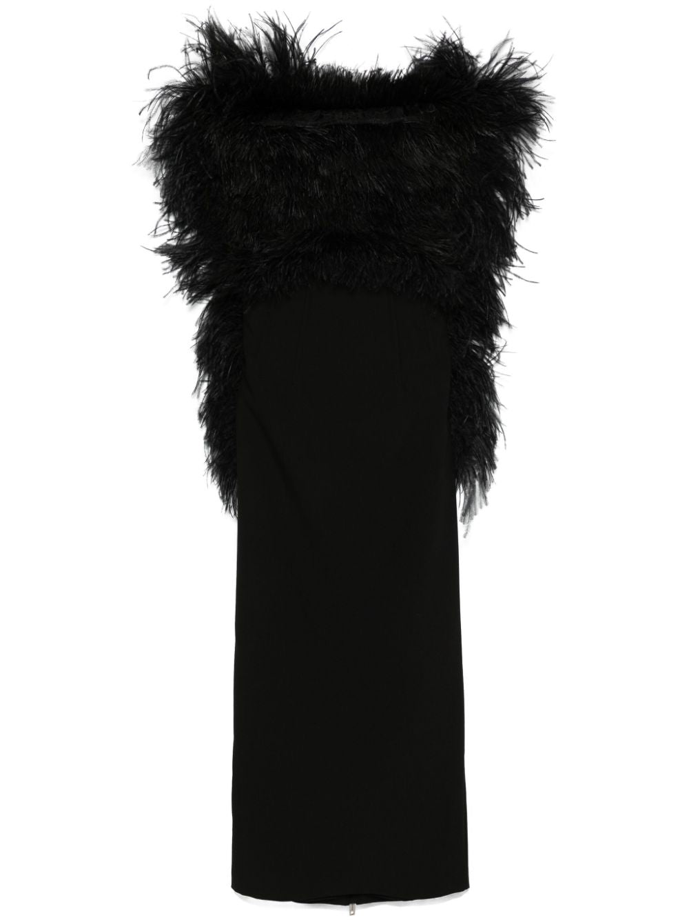 MAX MARA SPORTMAX Elegant Ostrich Feather Dress with Boned Bodice - Mid-Length