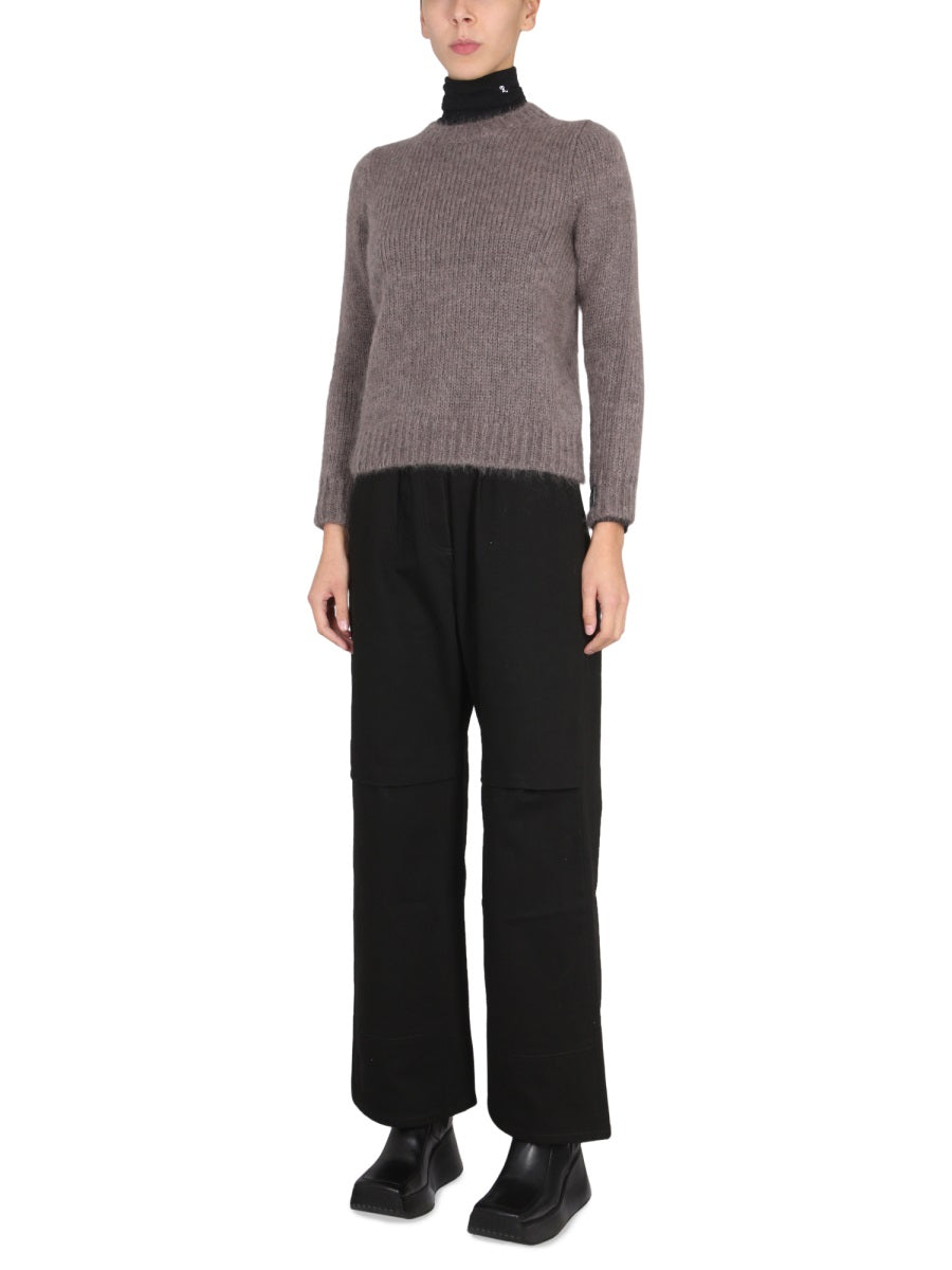 RAF SIMONS Women's Mohair Crewneck Sweater with Crowling Patch Logo