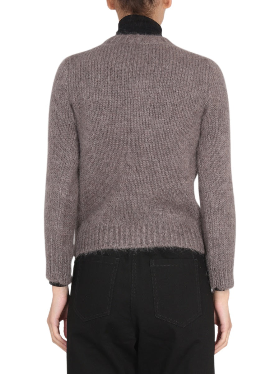 RAF SIMONS Women's Mohair Crewneck Sweater with Crowling Patch Logo