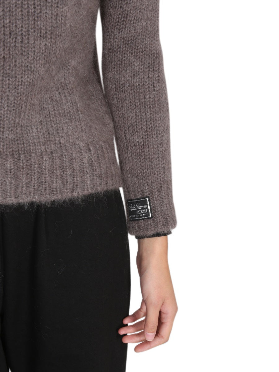 RAF SIMONS Women's Mohair Crewneck Sweater with Crowling Patch Logo