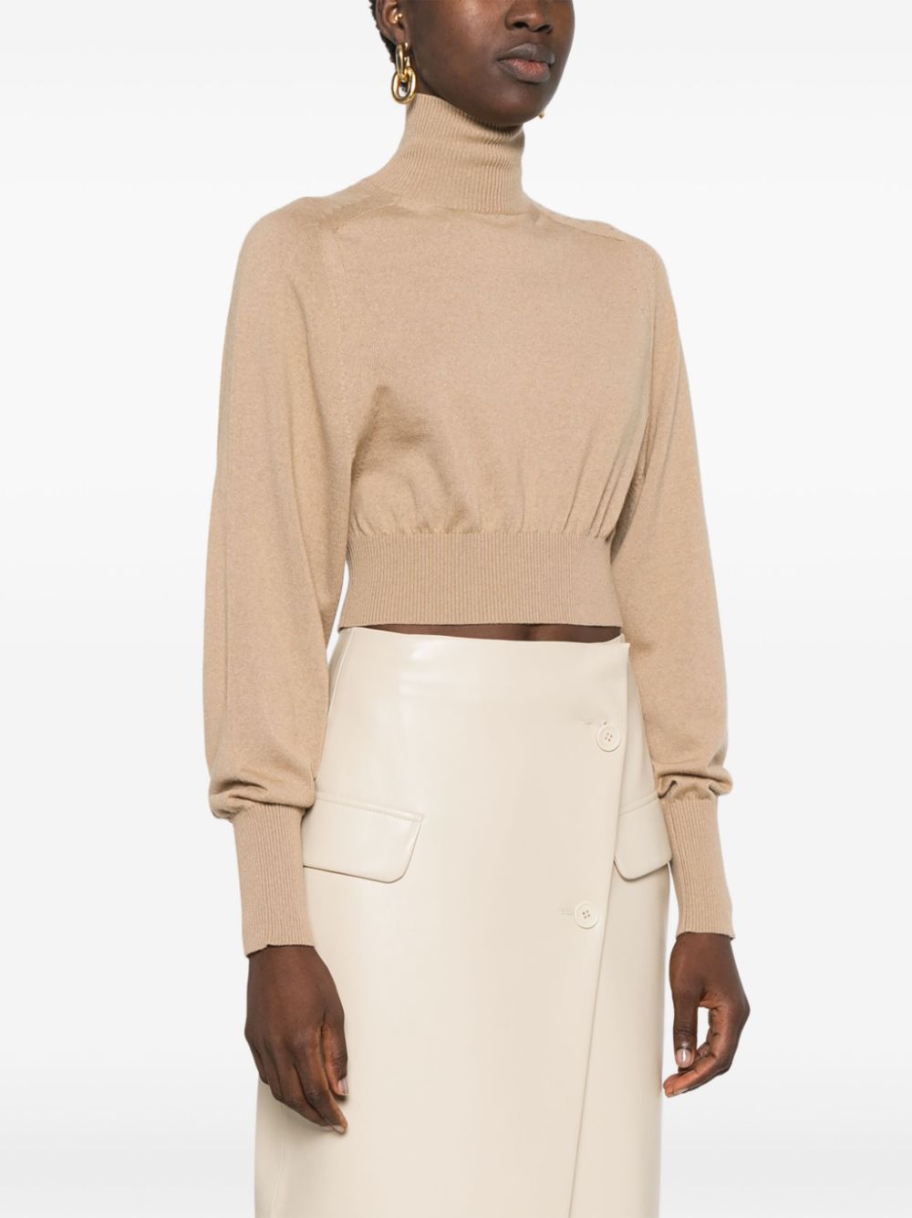MAX MARA SPORTMAX Wool Turtle-Neck Sweater - Cropped Design