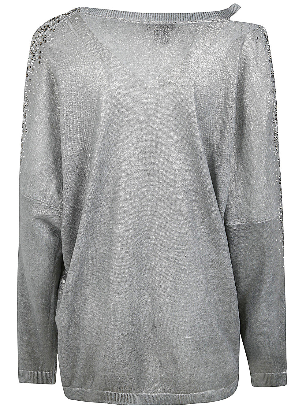 AVANT TOI Linen Cotton V-Neck Pullover with Lamination and Strass