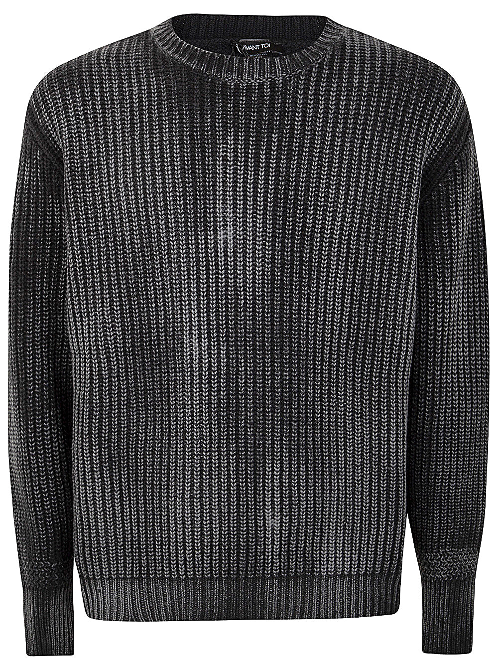 AVANT TOI Tonal Effect Ribbed Round Neck Pullover in Cashmere and Wool
