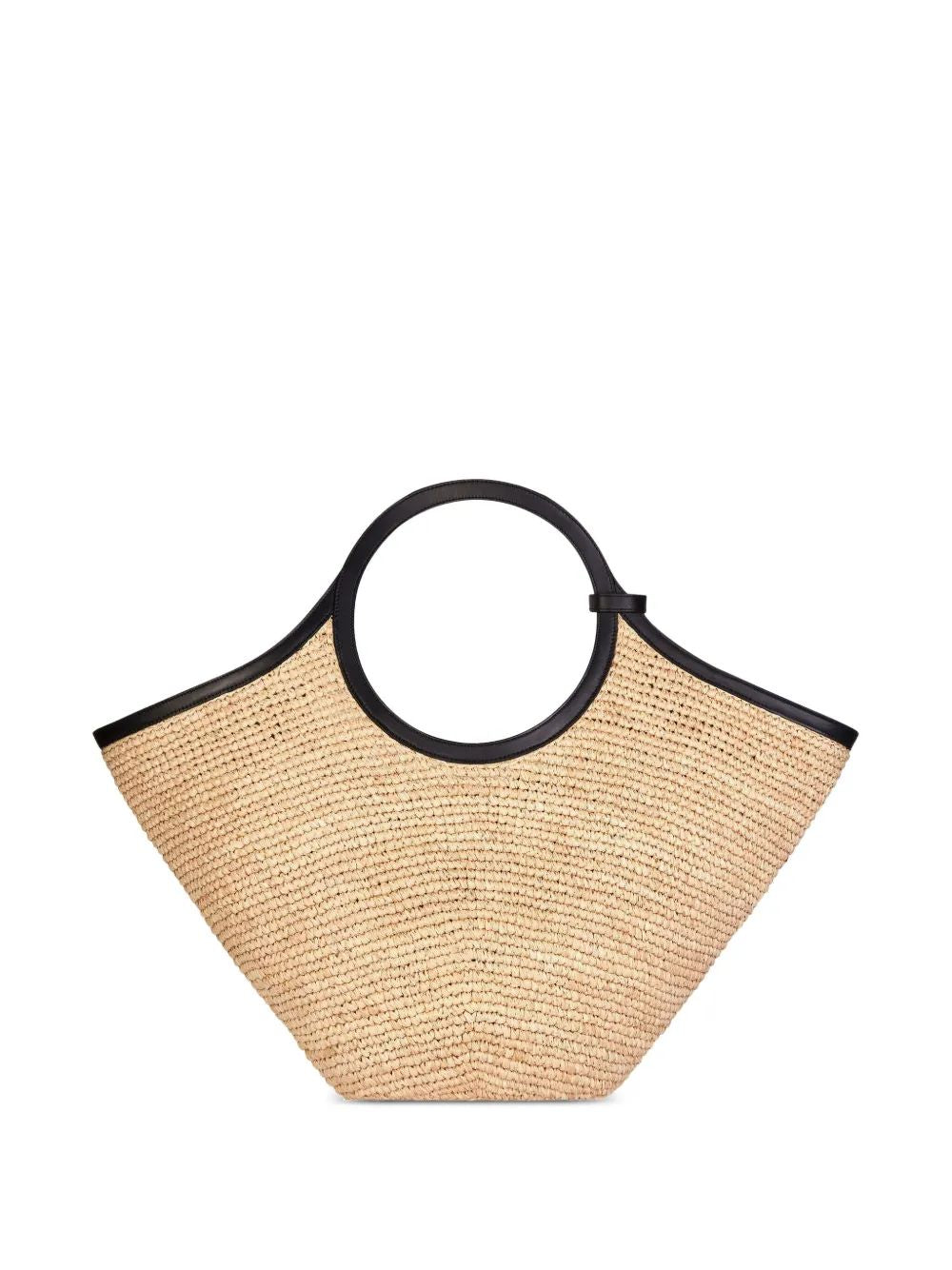 COURREGÈS Extra Large Natural Raffia Shopping Bag with Black Handles