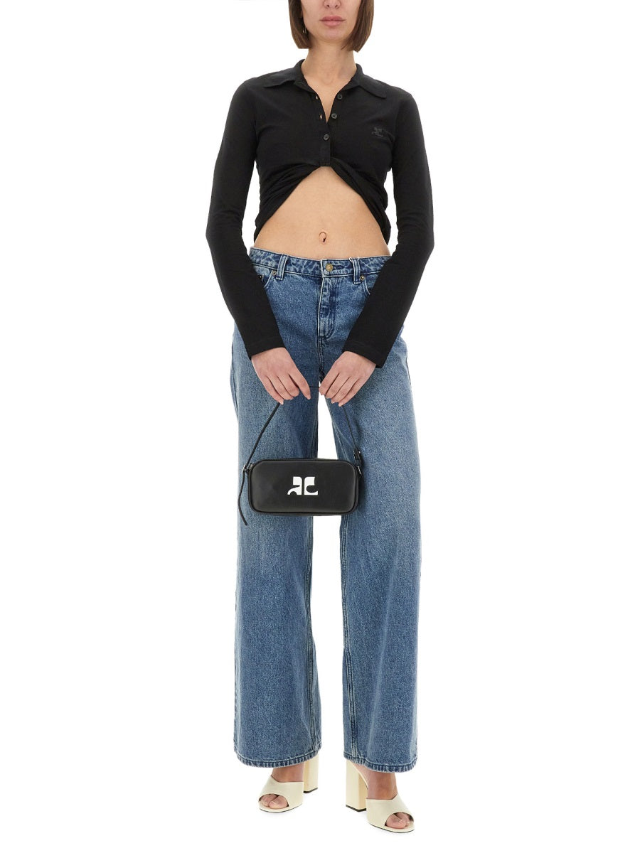 COURREGES Cropped Polo Shirt with Twist - Women's Mini Style