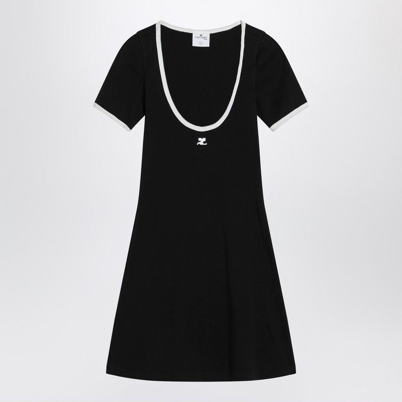 COURREGÈS Chic Cotton Mini Dress with Contrast Edges