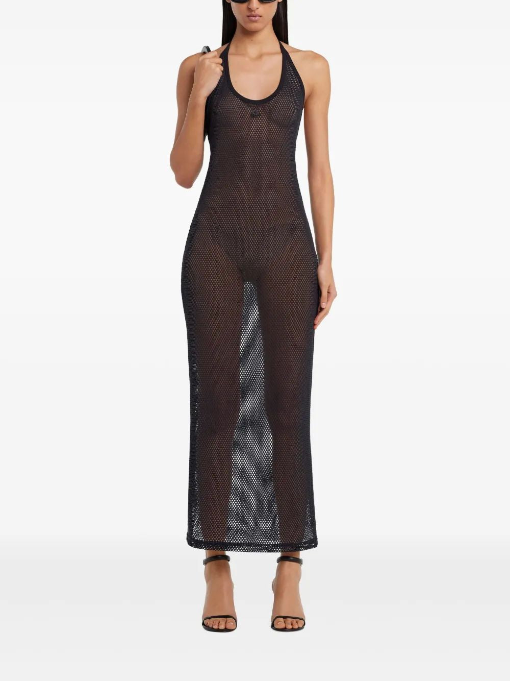 COURREGÈS Cotton Long Tank Dress with Halterneck and Open Back