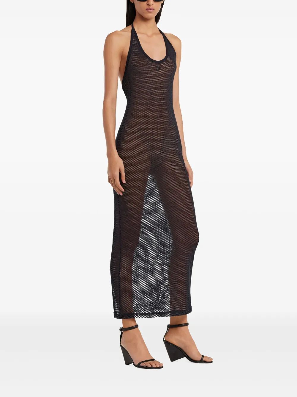 COURREGÈS Cotton Long Tank Dress with Halterneck and Open Back